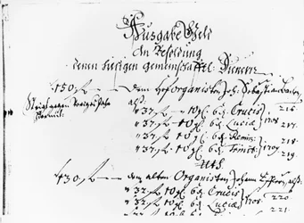 Estratto dal pagamento salariale di J.S. Bach per il 1708-09